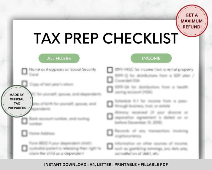 Tax preparation checklist